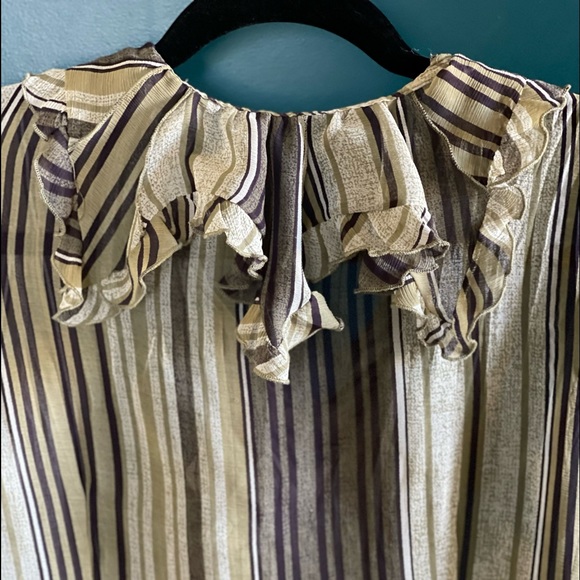 Grege Stripe Romantic Ruffle Sheer Blouse - Picture 5 of 7